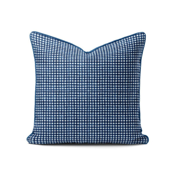 Scatter Cushion - Amalfi Gingham Blue with Piping