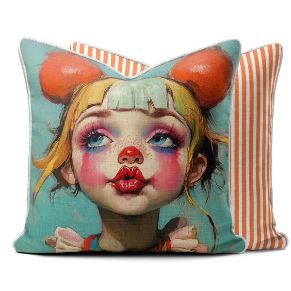 Scatter Cushion - Clown Girl 2 with Piping
