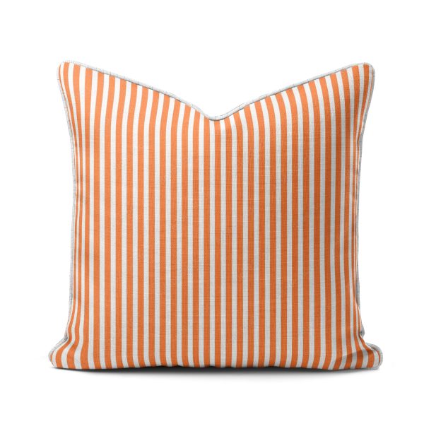 Scatter Cushion - Orange stripes with Piping