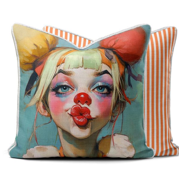 Scatter Cushion - Clown Girl 1 with Piping