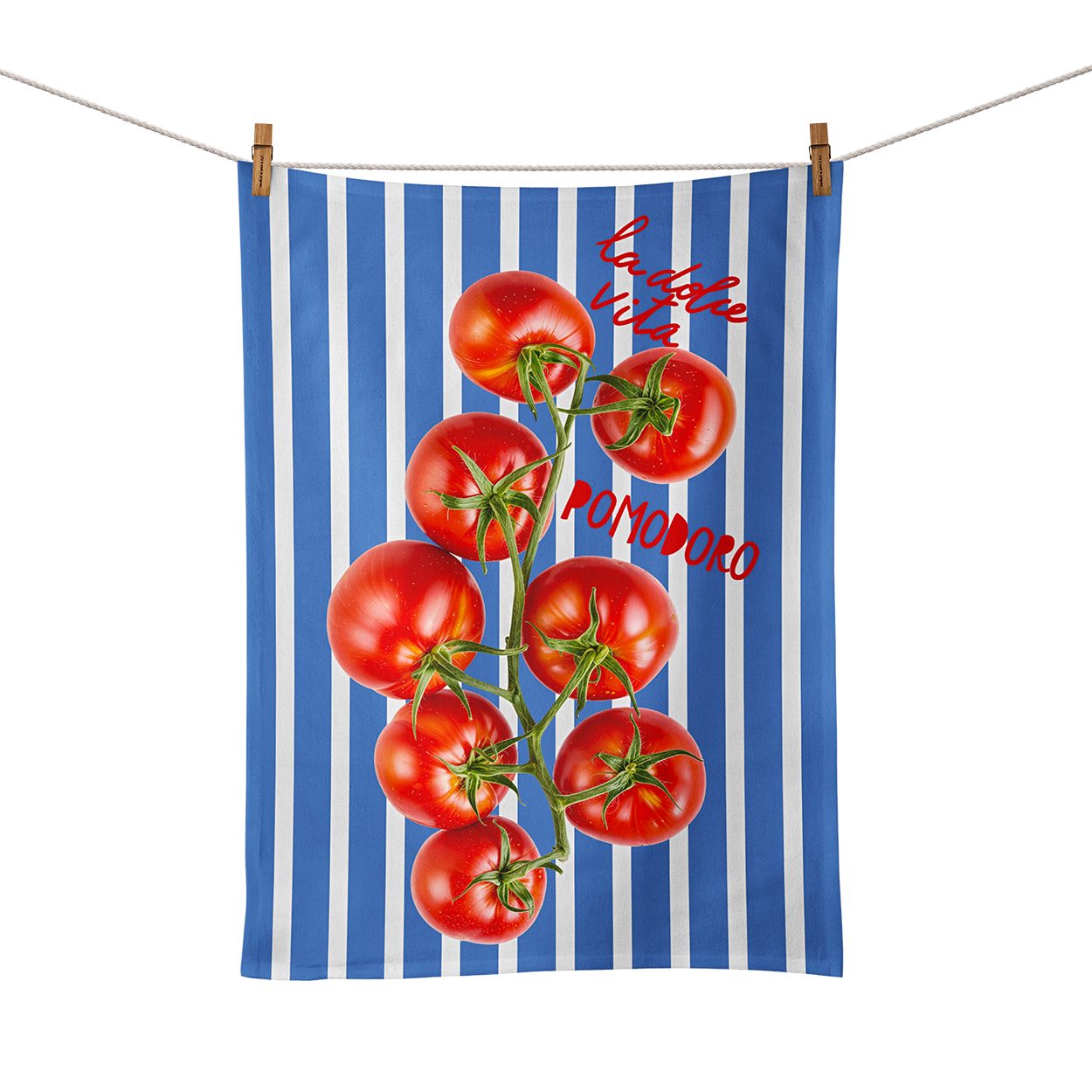 Foodtowel Tomato White12 Food Towel - A Tomato Blue Stripe - Image 1