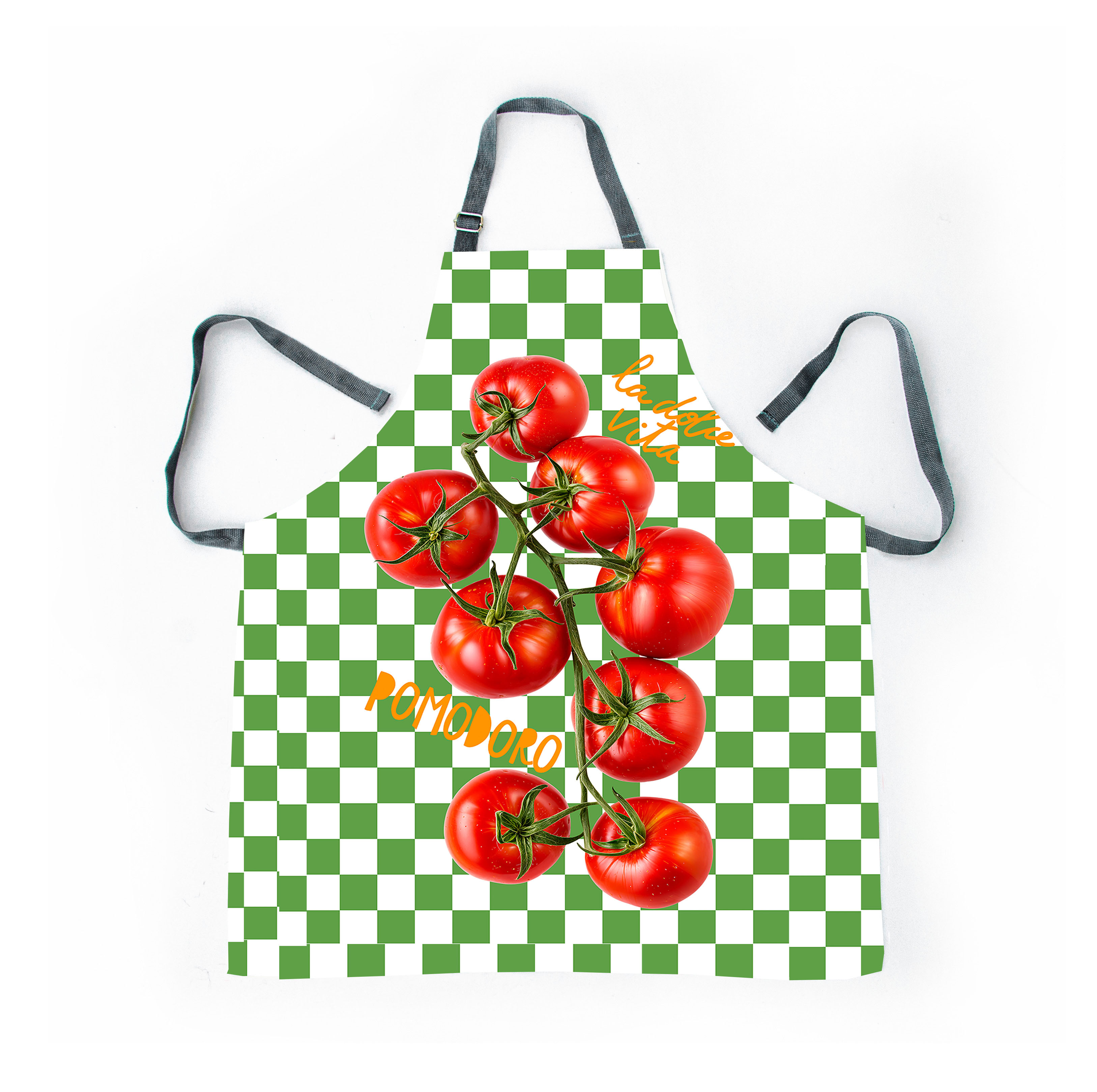 Green Apron - A Tomato Green Check - Image 1