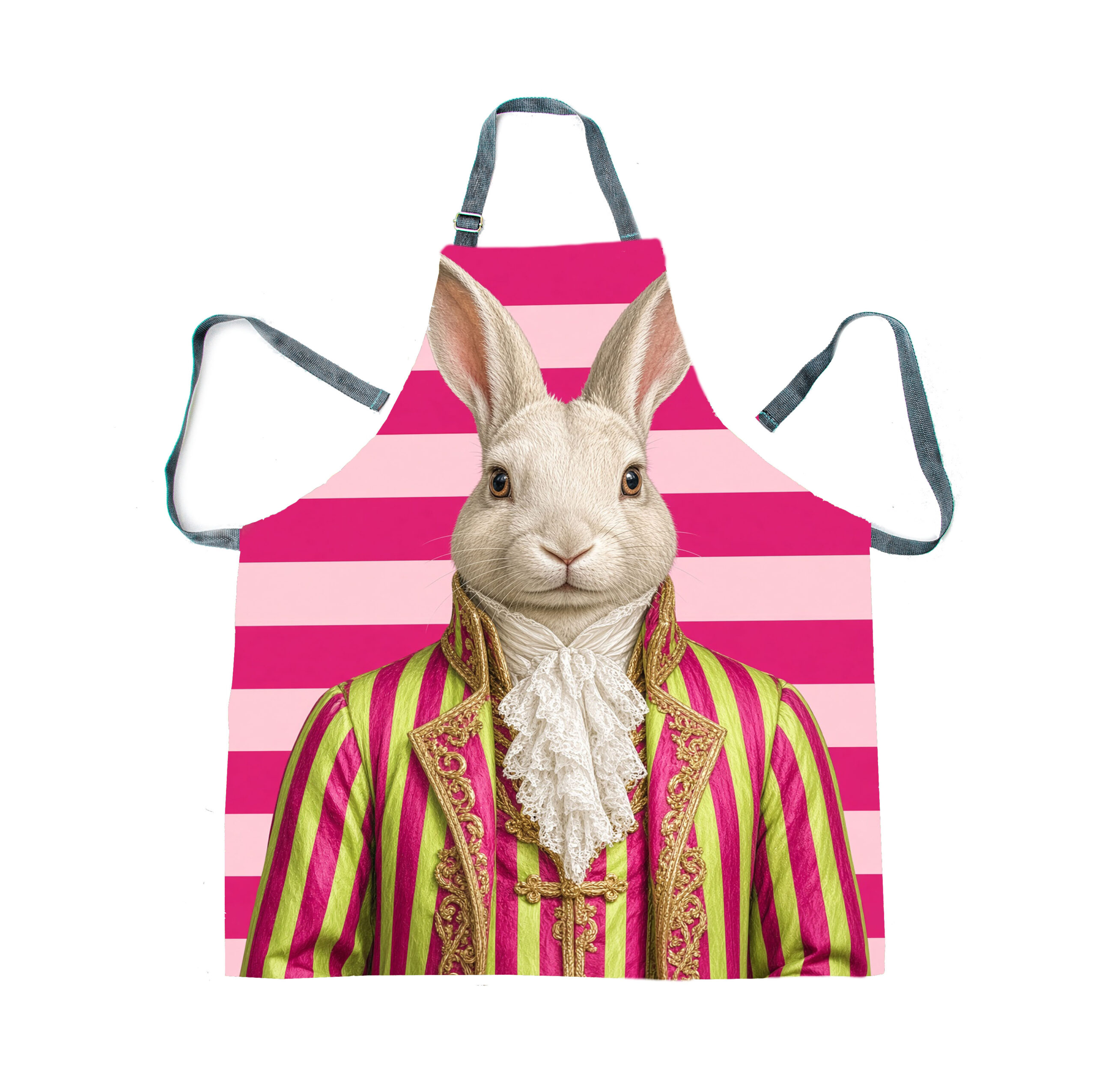Apron_Pink Rabbit stripe Apron - Haas Pink Stripe Jackets - Image 1