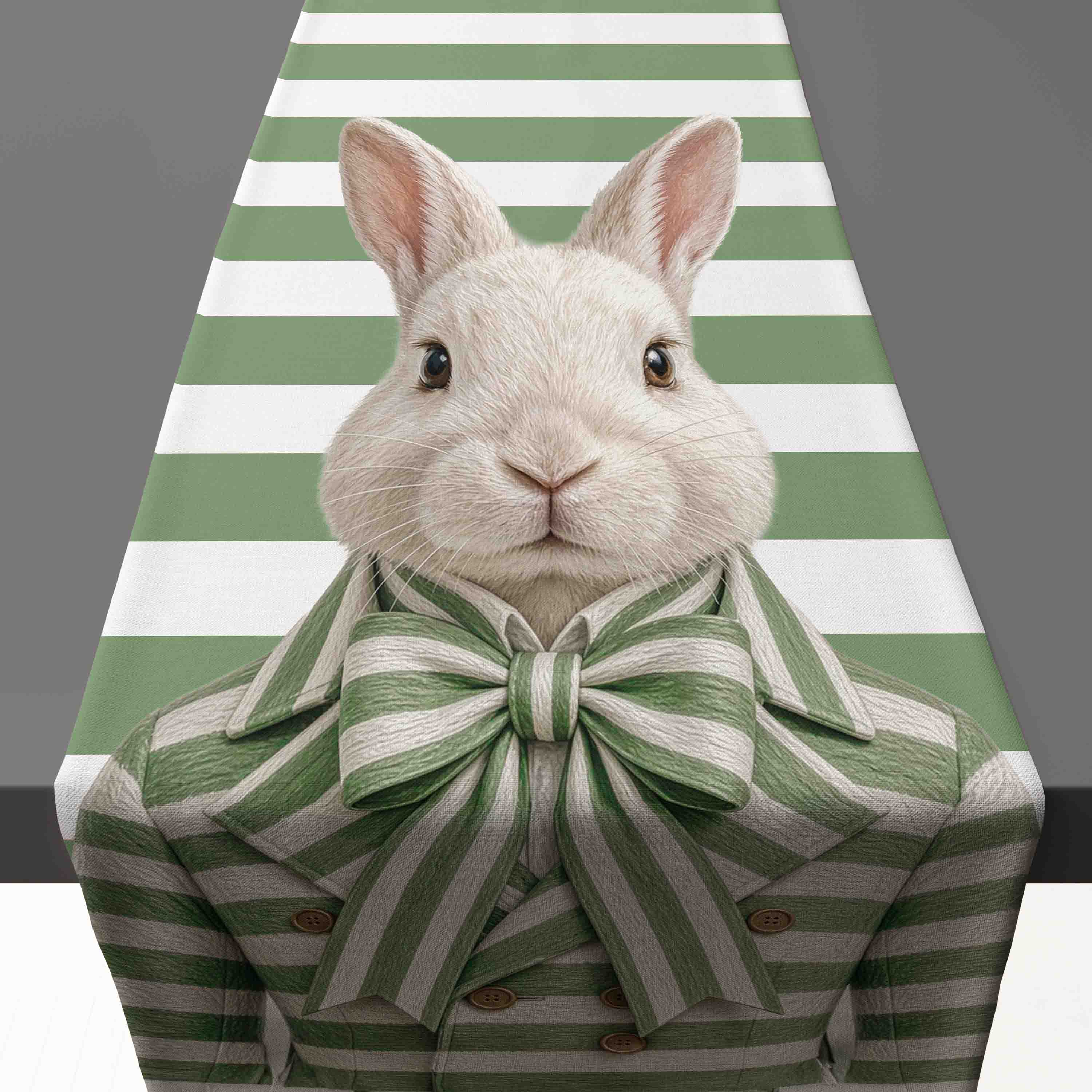 -Green stripe Rabbit1 Runner – Haas Green Stripe Bow - Image 1