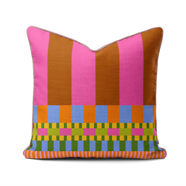 -----Online scatter 60 Scatter Cushion - Amalfi Stripes Pink Blue - Image 1