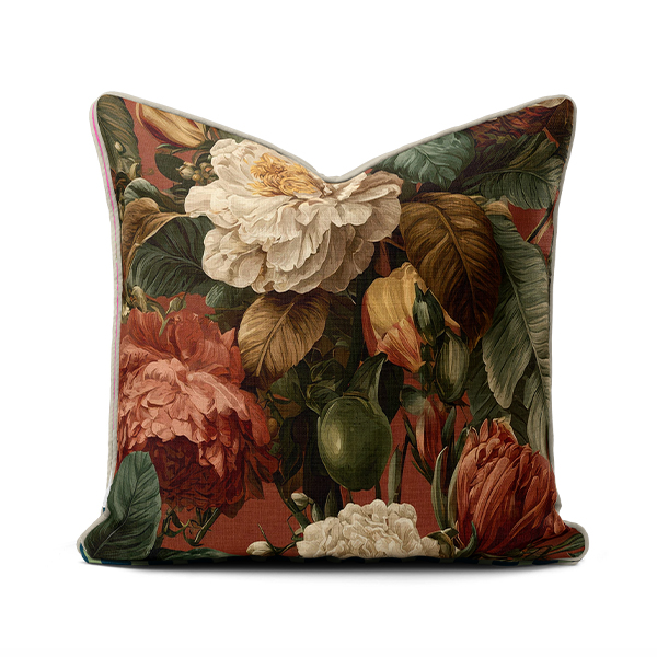 -----Online scatter 80 Scatter Cushion - Botanical Floral Rust - Image 1