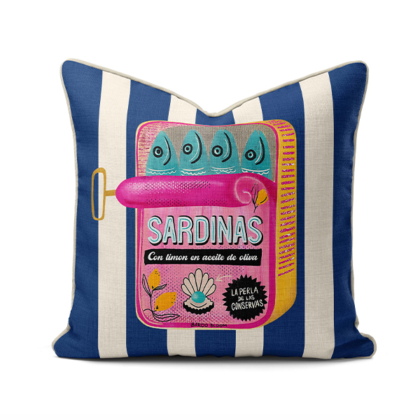 -----Online scatter 82 Scatter Cushion - Amalfi Blue Sardine Tin - Image 1