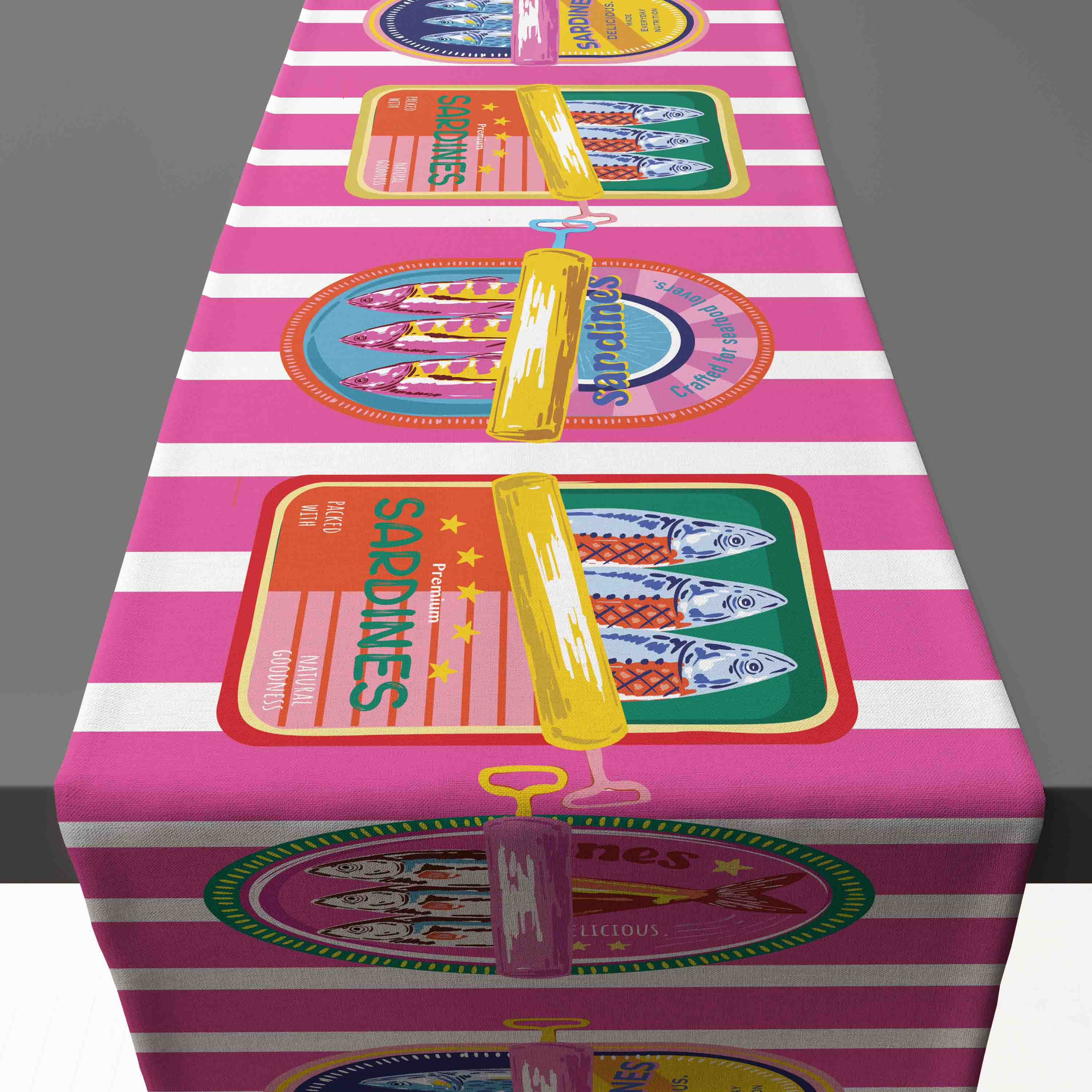 Pink Stripe sardine tin1 Runner – Amalfi Pink Stripe Tins - Image 1