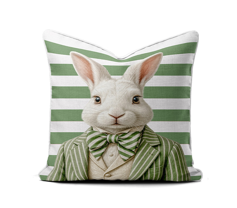 __Piped Cushions Mockup by Creatsy® (1).png Scatter Cushion - Haas Green Pink Stripe Jacket - Image 1