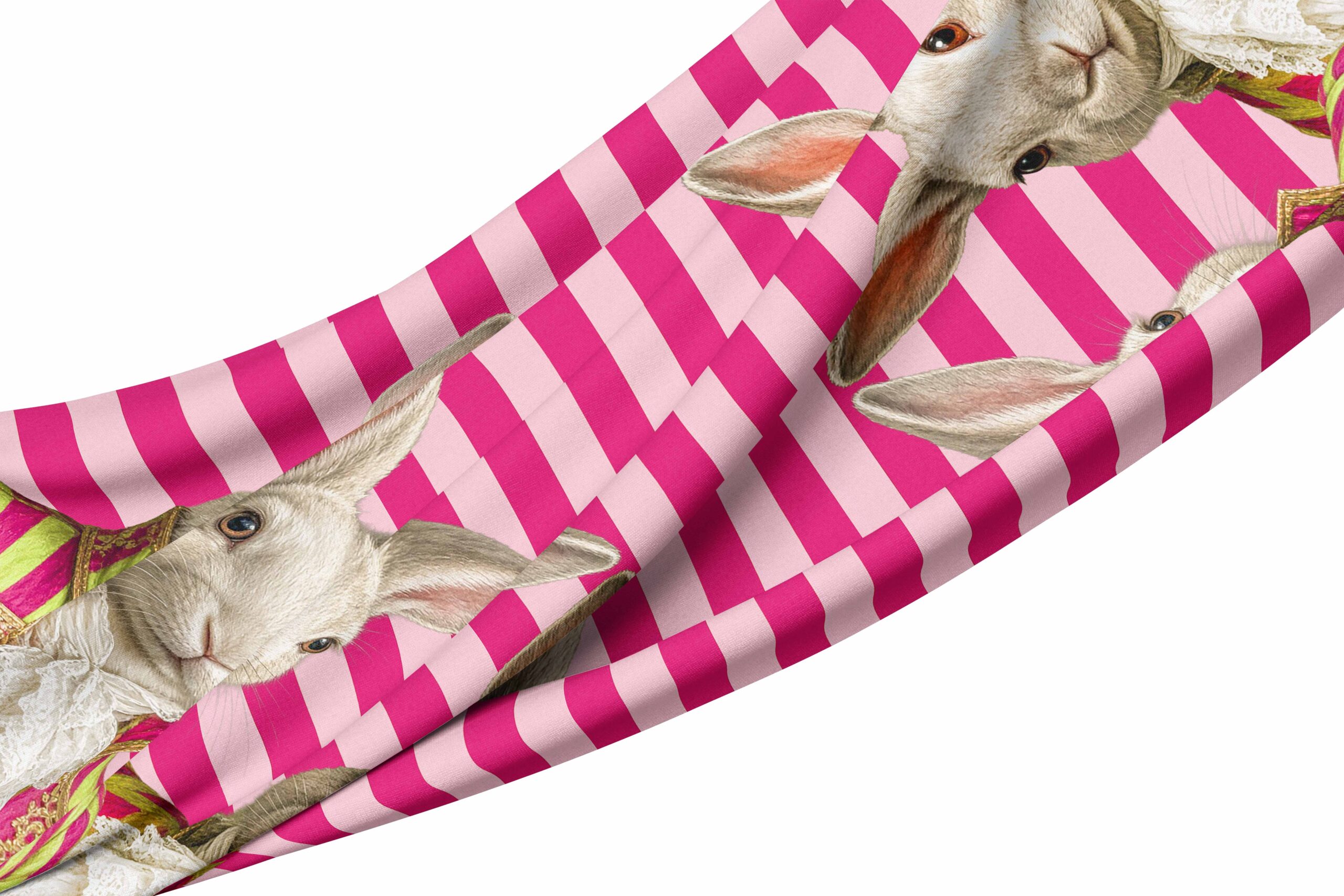 Red Rabbit2 Tablecloth - Haas Pink Stripe Bow - Image 1