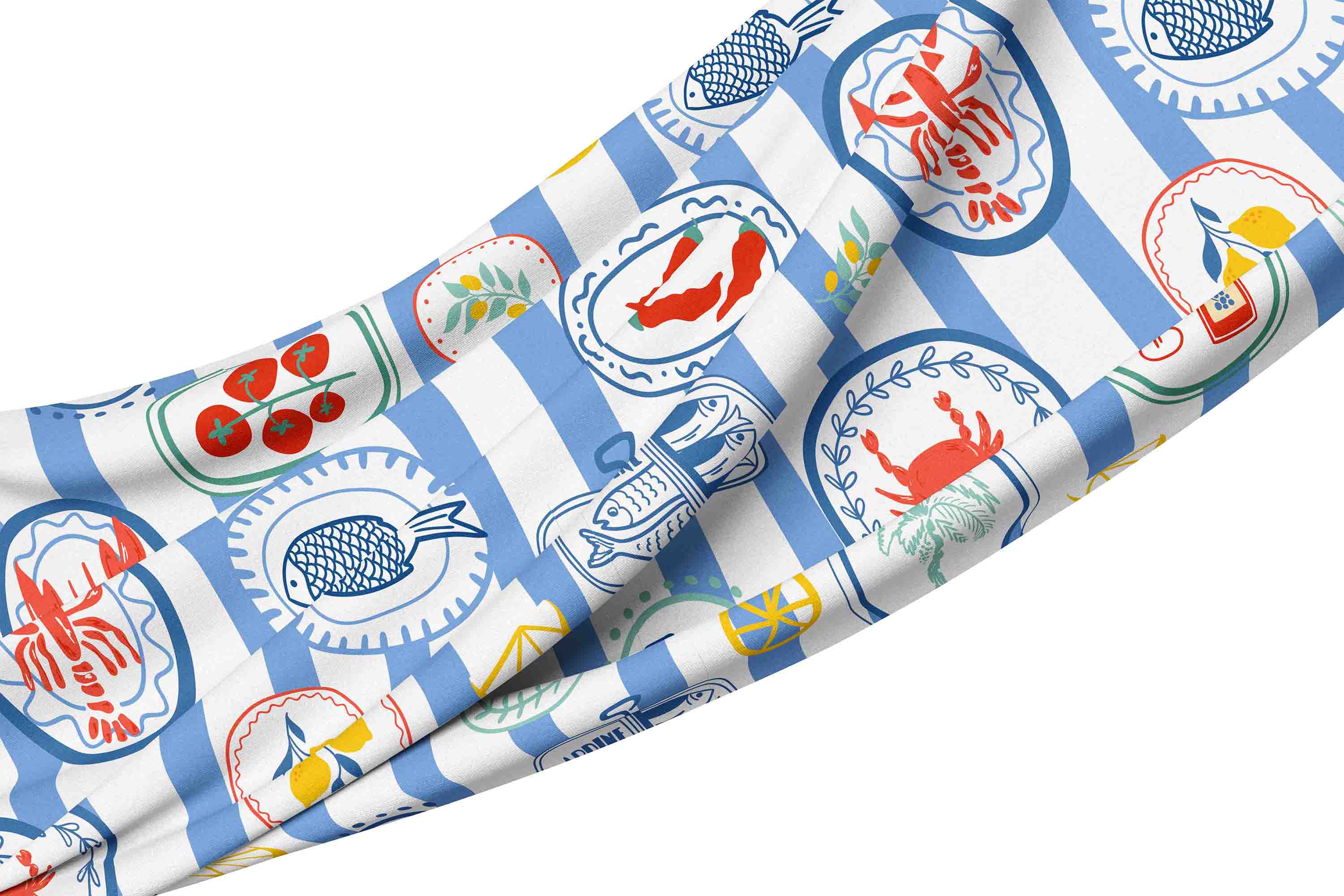 __tablecloth blue Stripe crayfish plate Tablecloth - Amalfi Blue Stripe Crayfish Table - Image 1