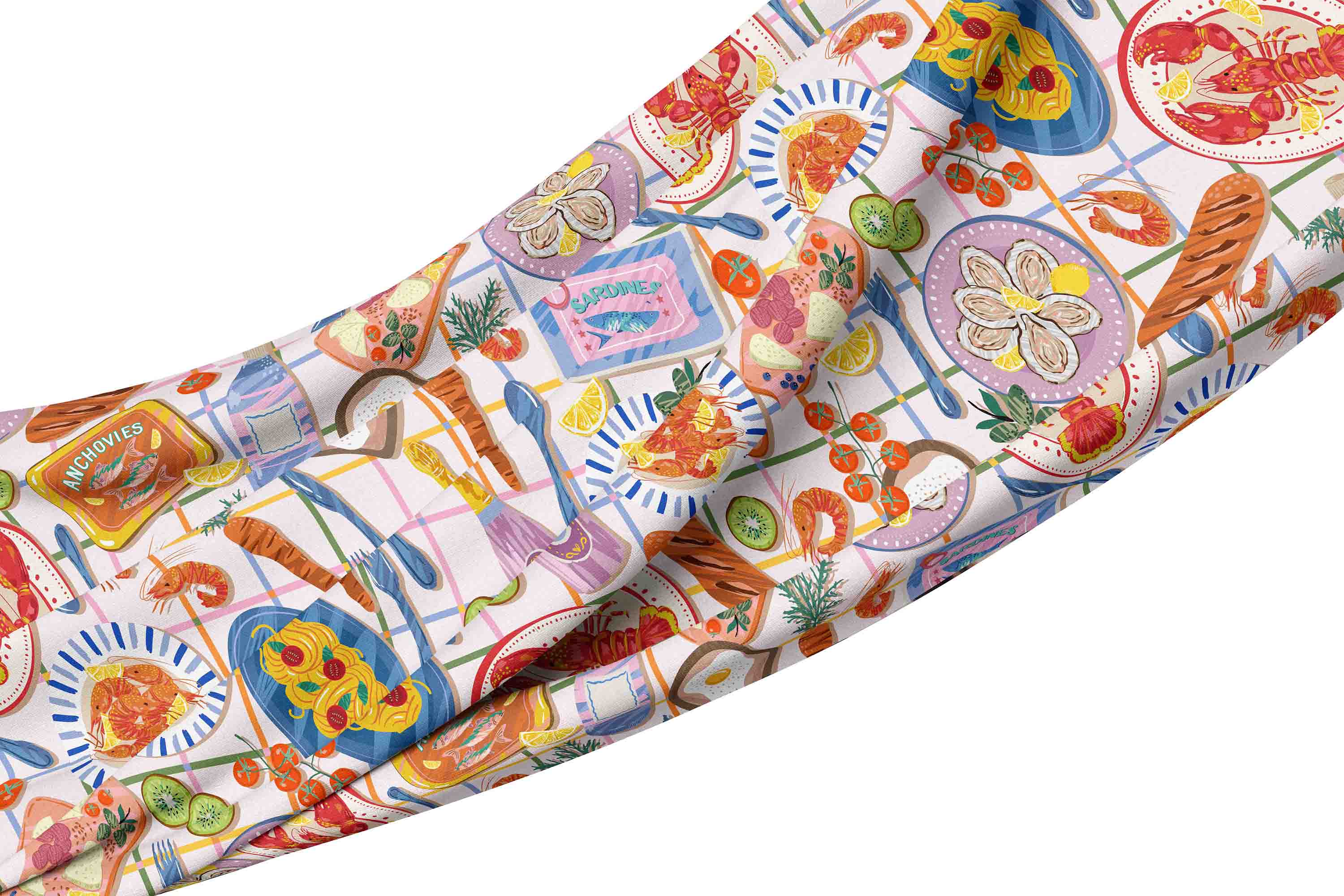__tablecloth blue crayfish plate Tablecloth - Amalfi Checked Crayfish Table - Image 1