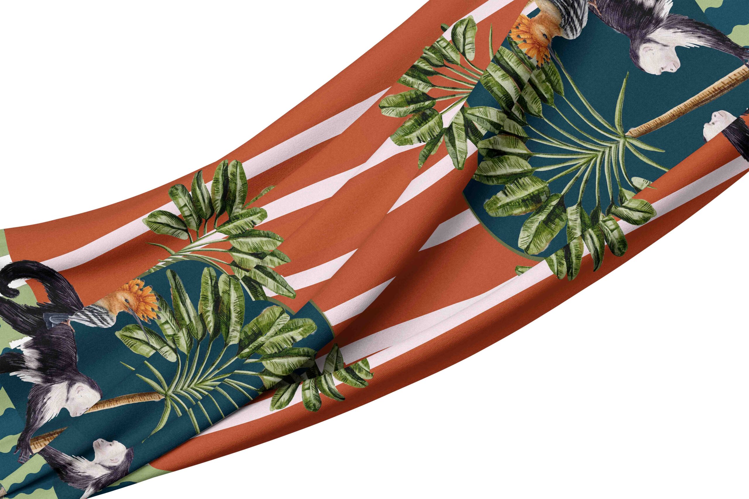 __tablecloth monkey bird Tablecloth - Amalfi Stripe Monkeys Birds - Image 1
