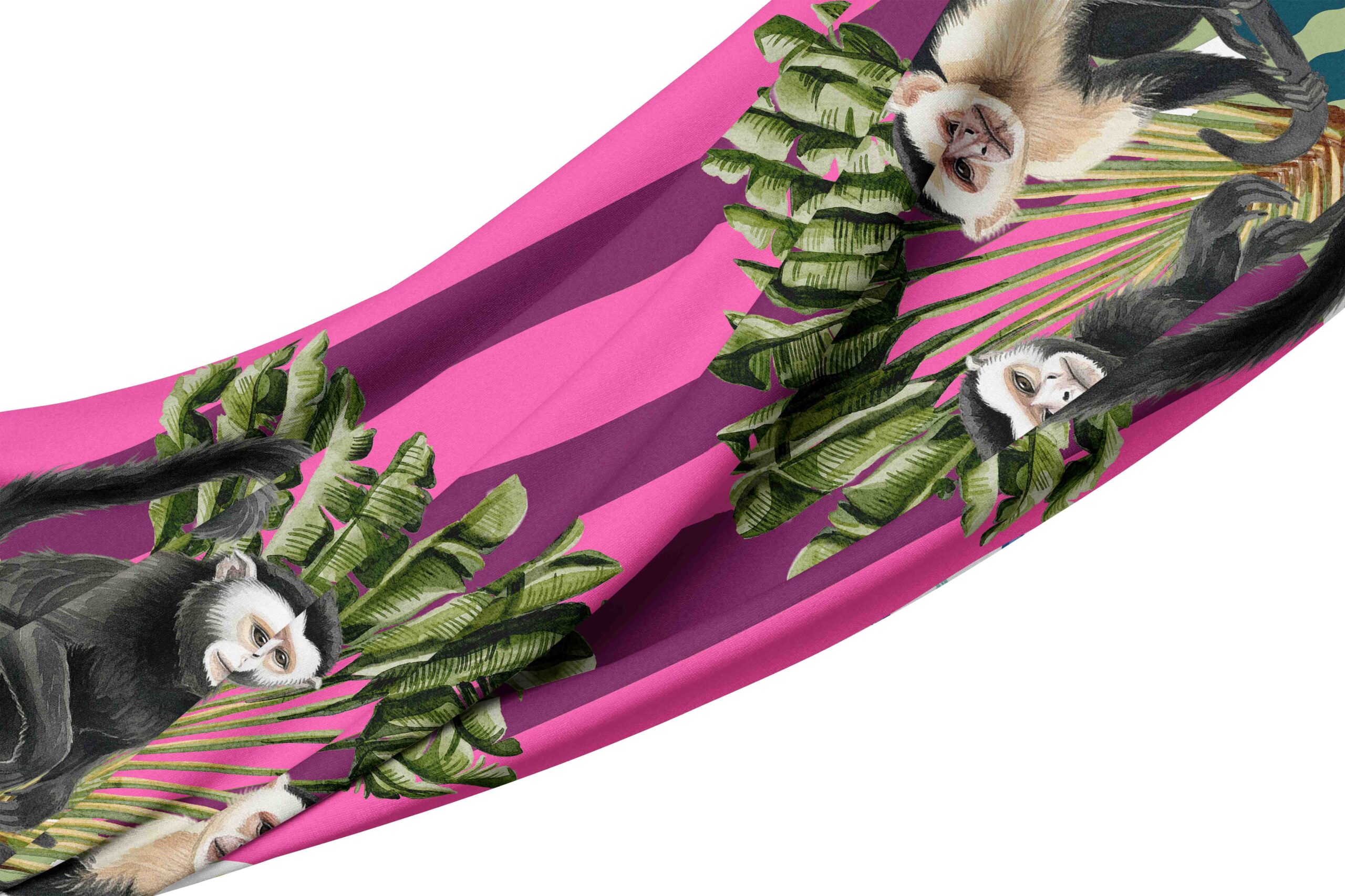 __tablecloth monkey pink Tablecloth - Africa Pink Stripe Monkeys - Image 1